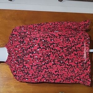 NWT Willow Drive Red/Black With Silver Accents Ruched Neck Women's Size XL‎